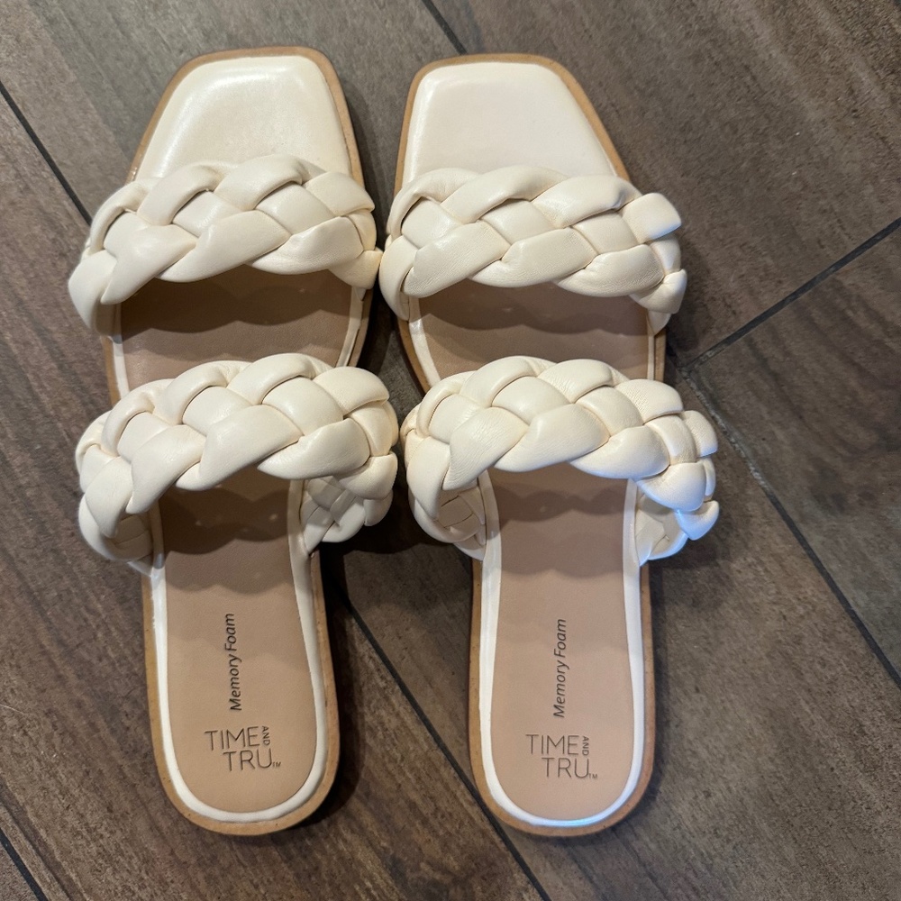 Time and Tru Women's Braided Sandals with Memory Foam